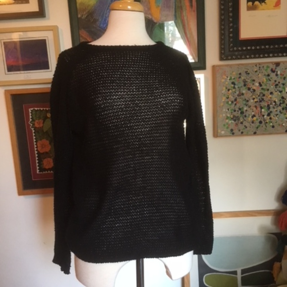 black loose knit long sweater